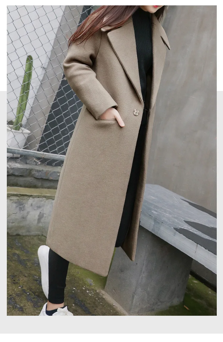 Женская осенне-зимняя куртка пальто-накидка длинное однобортное шерстяное пальто из кашемира Mujer Casaco Feminino Женская куртка Смешанная верхняя одежда