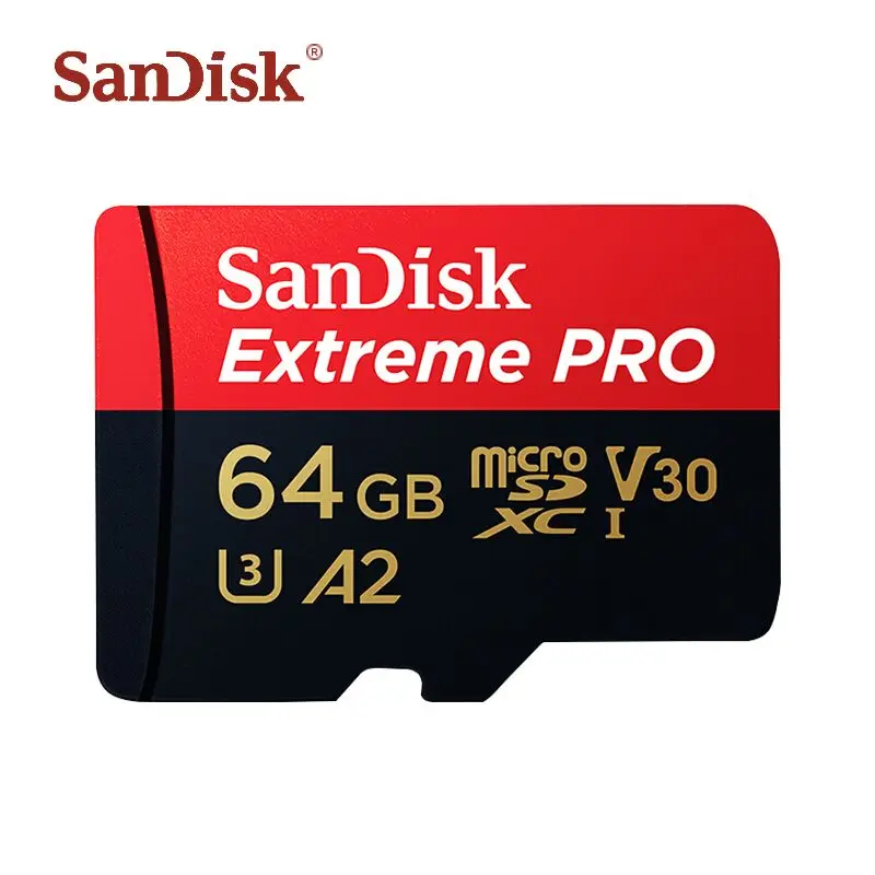 64 ГБ Sandisk Extreme Pro Micro SD карт до 170 МБ/с. 64 GB 128 GB sandisk TF карты памяти с адаптером SD A2 V30 U3 карты - Емкость: 64 ГБ
