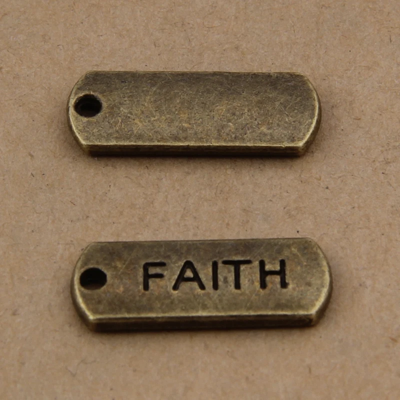 Yage 8*20mm 30pcs Metal Bronze Plated Letter charms,Faith charms