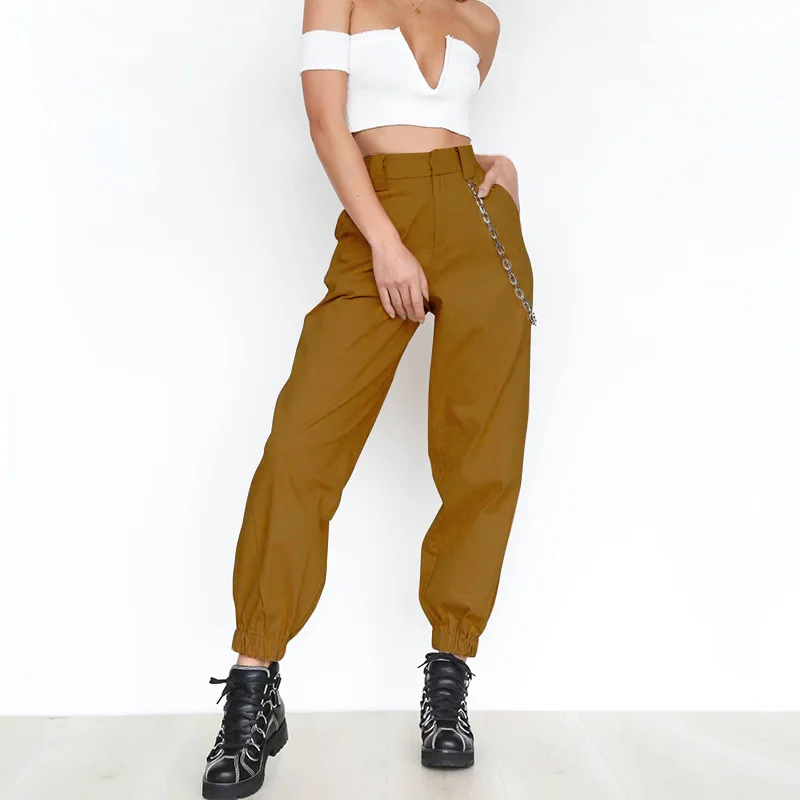 SEXEMARA Black High Waist Zippers Harem Pants Women