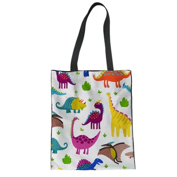 

dinosaur Oil Printing Canvas Tote Bag Eco Shopping Bag Women Daily Use Foldable Pouch Shoulder Bag Fashion Handbag Bolsa