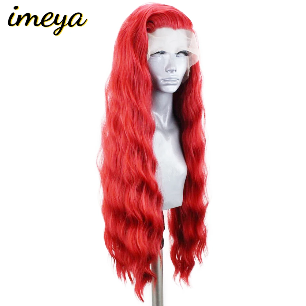 Imeya, 150% плотность, 24 дюйма, длинный волнистый парик, жаропрочные волосы, синтетические парики на кружеве для женщин с натуральной линией волос