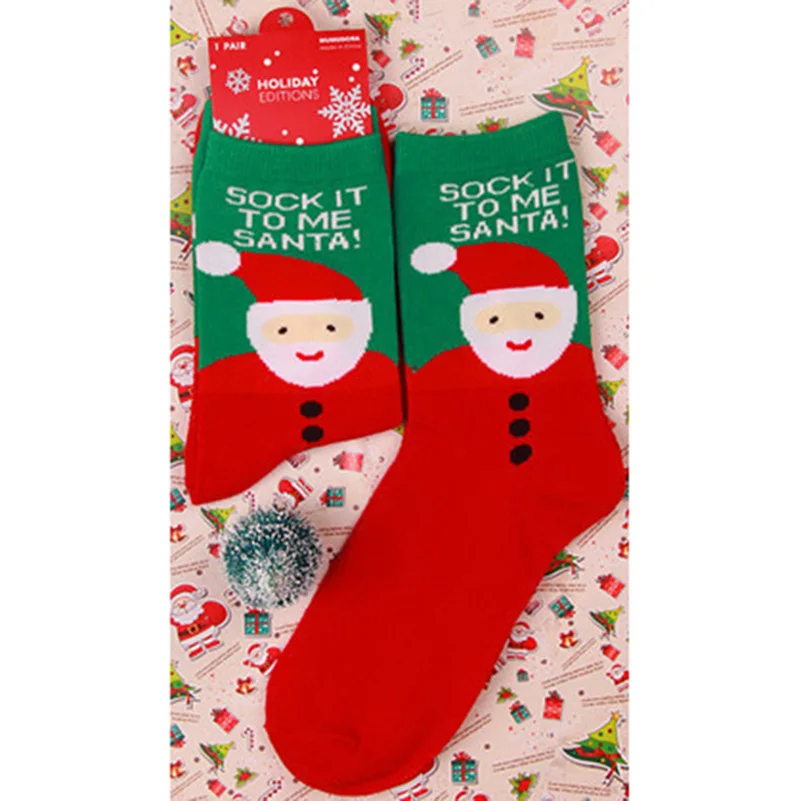 5 пар женских носков Meias теплые спортивные дезодоранты 15 для мужчин лося Снеговик Хлопковые женские носки Новогодние рождественские праздничные красные носки - Цвет: B