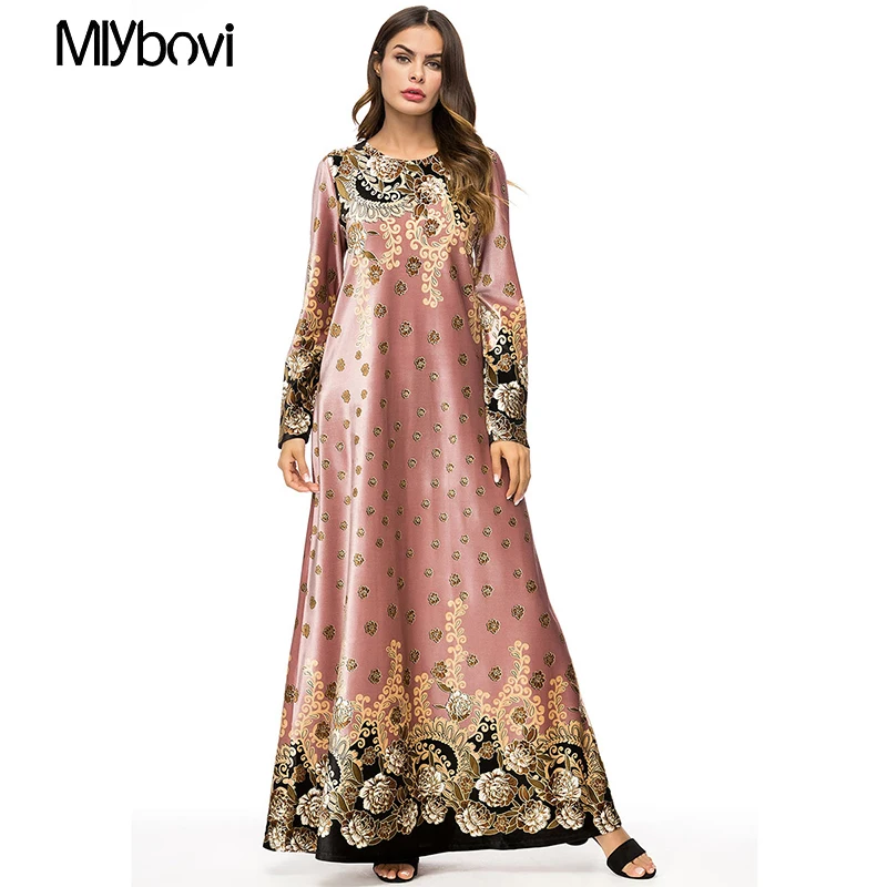 

Women Patchwork Pink Dress Muslim Fashion Turkish Islamic Clothing Abaya Dubai Jewish Chiffon Muslim Dress Kaftan Abayas 2018