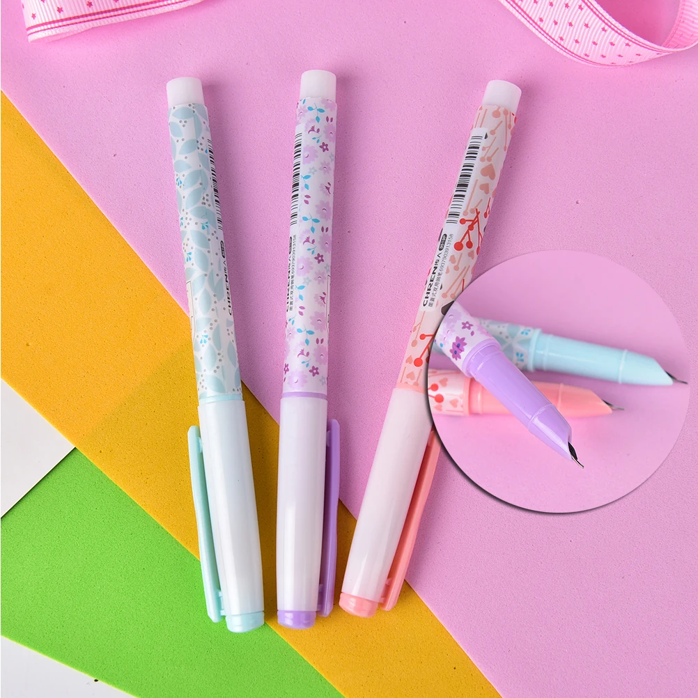 Милый кавайный конфетный цвет цветок пластиковая перьевая ручка с чернилами для детей подарок корейский канцелярские принадлежности