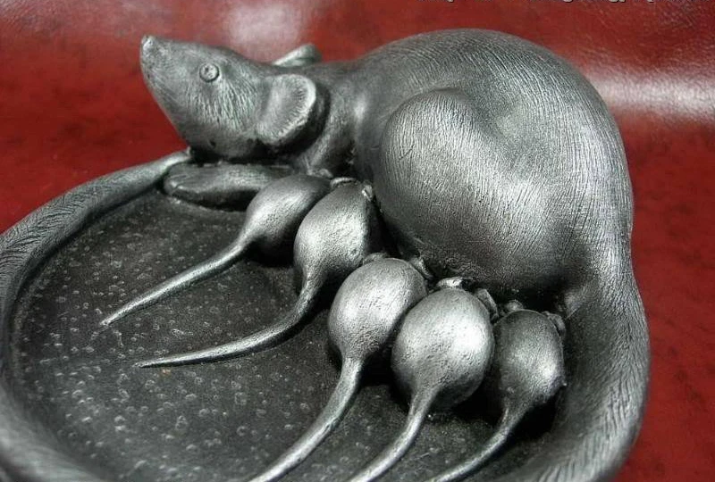 

Chinese smartness Art Rock Stone Carved Six mouse ashtray Statue