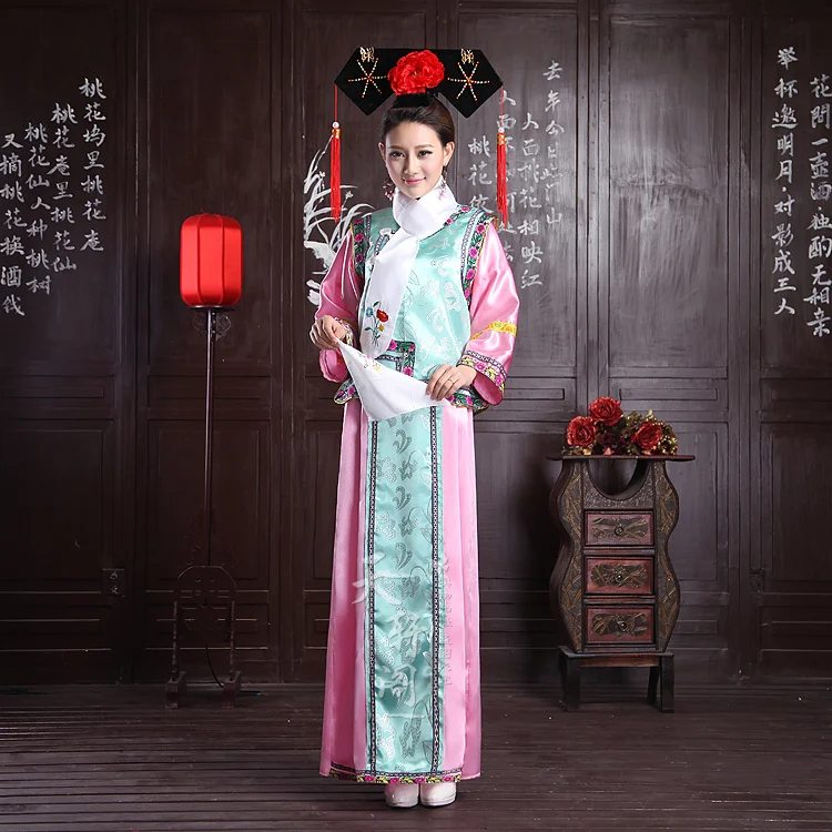 

(0107) New Embroidery female Qing Dynasty Princess Costume women's ancient court dress for cosplay stage performance