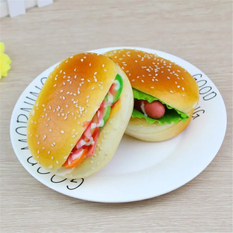 

Cute plush food Hamburger Squishy Slow Rising Cream Scented Decompression interesting toys Decoration
