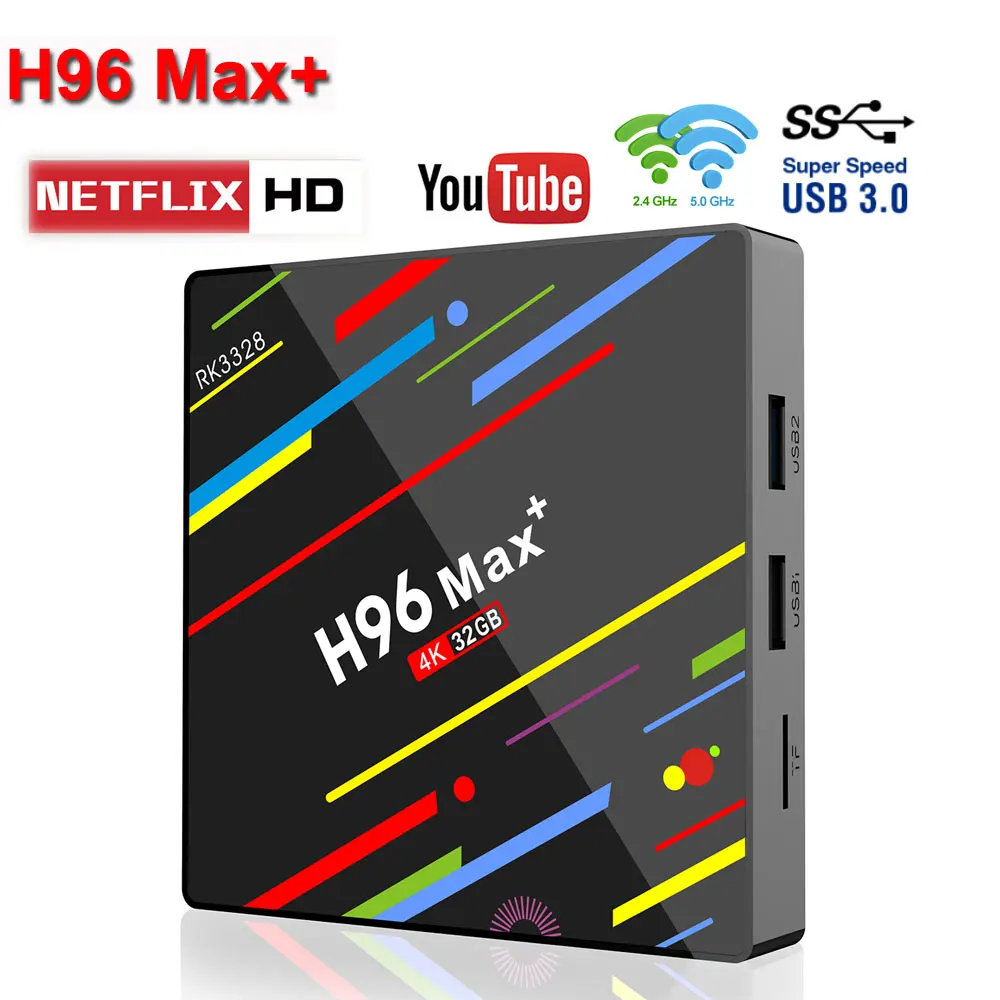 

H96 MAX Plus Android 8.1 TV Box H96 Max+ RK3328 Quad-Core 64bit 4/32GB 4K Ultra H.265 Smart TV Box USB Wifi 2.4/5.0G Set Top Box