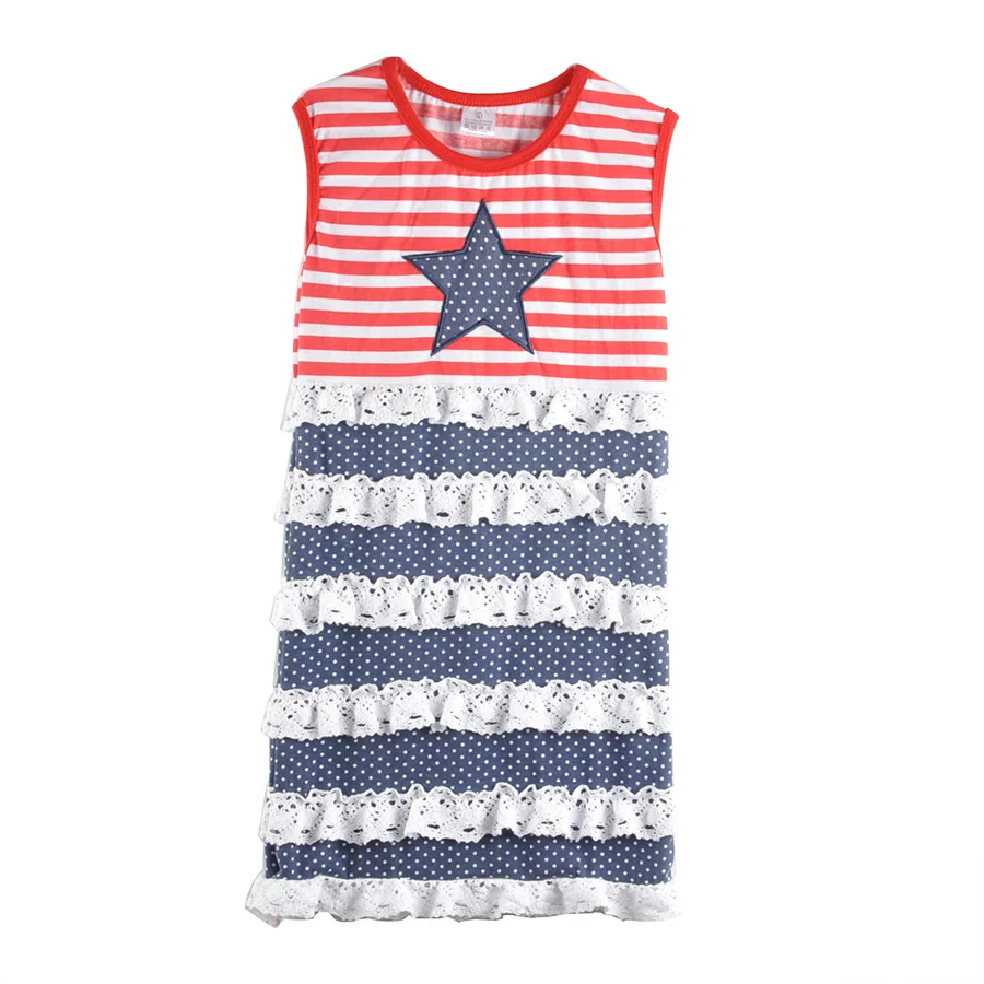Factory Direct July 4th Baby Girl Clothes Sleeveless Striped Knitted Cotton Independence Day Dress Girls Summer Dress 012 Factory Direct July 4th Baby Girl Clothes Sleeveless Striped Knitted Cotton Independence Day Dress Girls Summer Dress 012