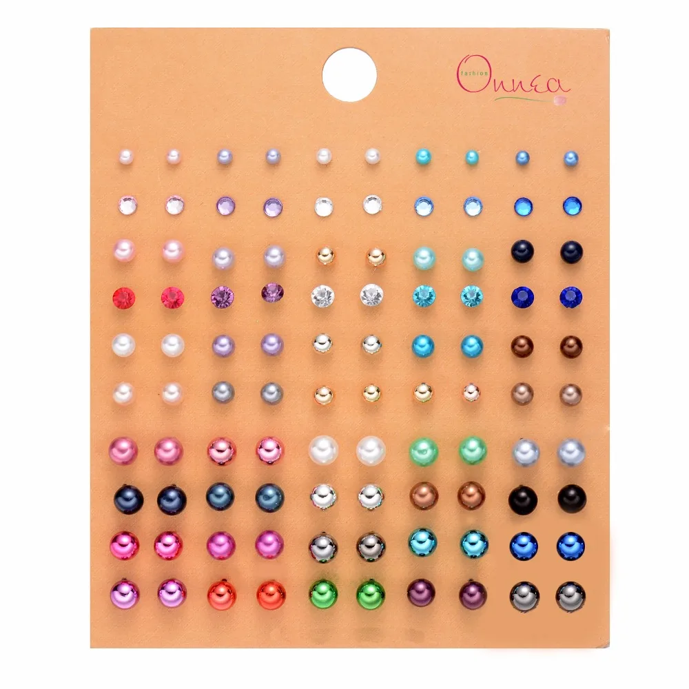 Onnea 50 Pack Variety Assorted Pearl Ball Stud Earrings Set for Women