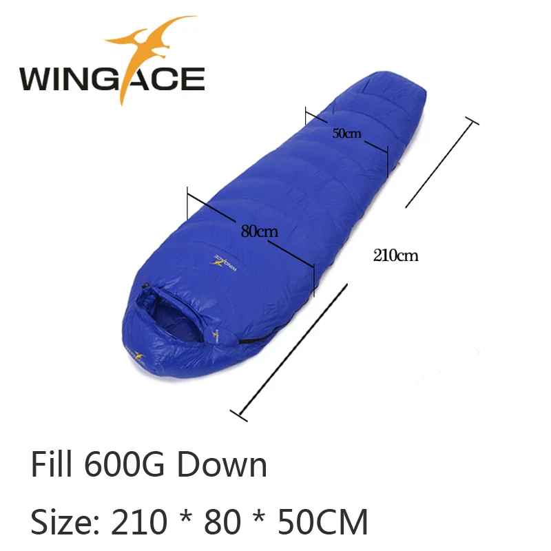 WINGACE заполнить 400 г 600 800 г утка вниз мумия спальный мешок Сверхлегкий Сращивание Открытый Отдых Туризм Пеший Туризм спальные мешки - Цвет: 210cm Blue