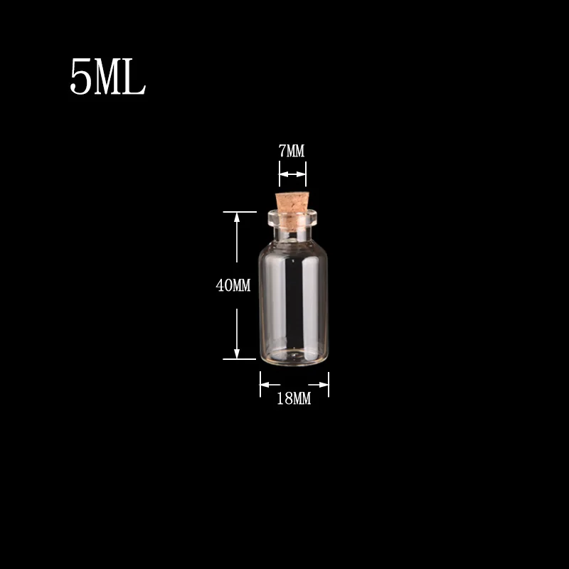 5ml Small Glass Jars With Cork Mini Empty Glass Bottles Wood Lid Glass Vial Wishing Bottles 18X40X12.5 mm 100 pcs 5