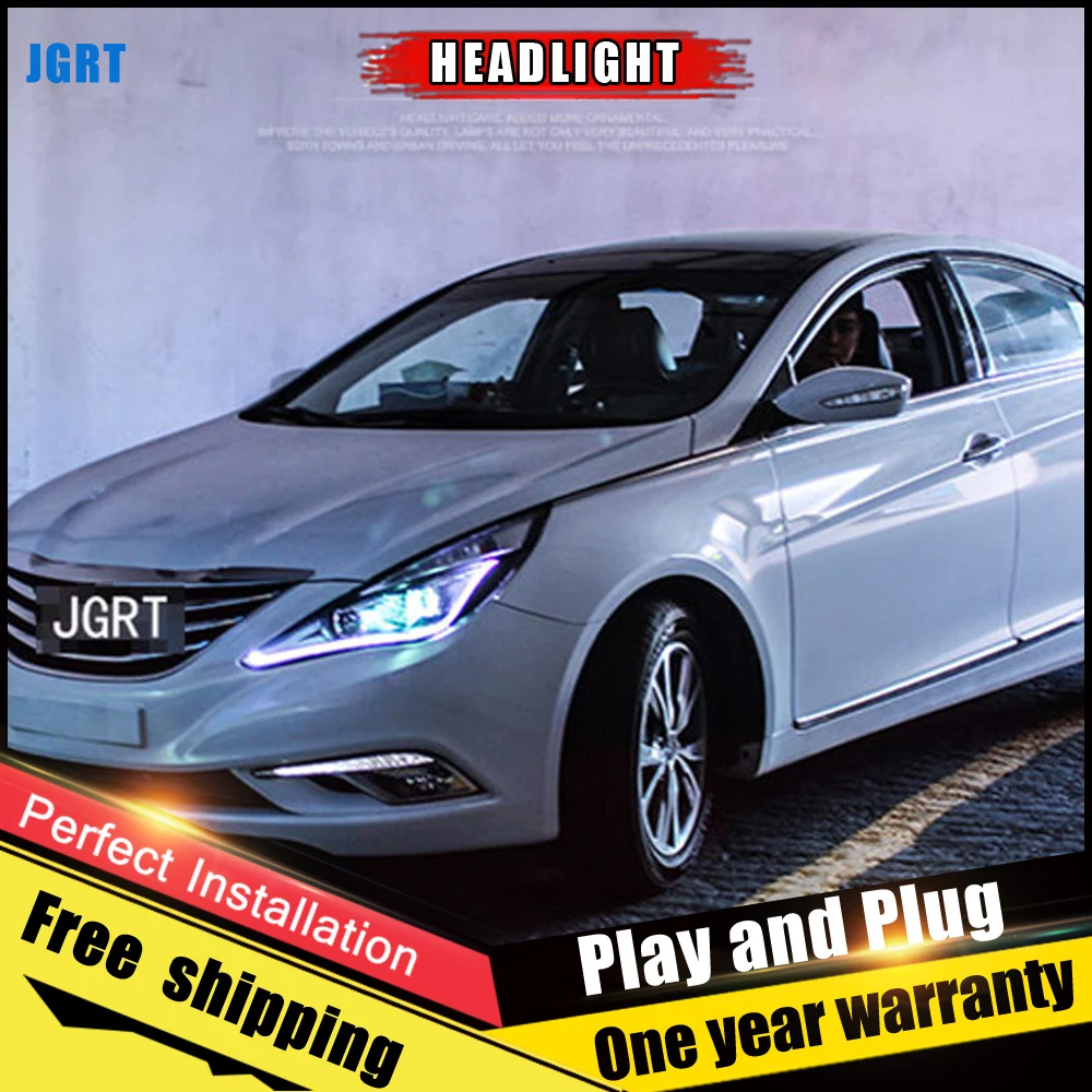 2 шт. автомобильный стиль светодиодный фары для hyundai Sonata 11-14 для Sonata Головной фонарь светодиодный DRL Объектив двойной луч H7 HID Xenon bi xenon объектив