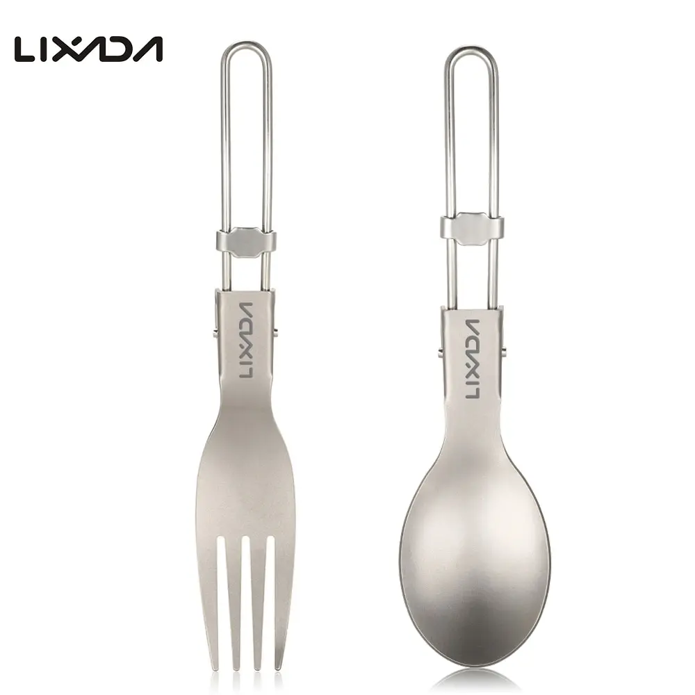 

Lixada Titanium Folding Spork Spoon Titanium Camping Cookware Fold Flatware Lightweight Handle For Picnic Outdoor Camping Travel