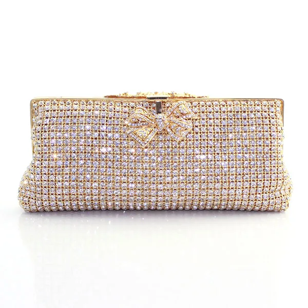 

Elegant Ladies Crystal Clutch Hand Bags Fashion Dinner Bag with Chain Metal Frame Wedding Party Evening Bag Purse(2105-BG)