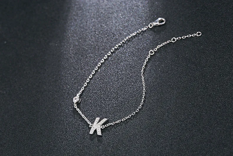 K Bracelet Loioloy 925 серебряный браслет с буквами и браслет для женщин Серебряный Регулируемый именной браслет ювелирные изделия женские подарочные Браслеты Mujer - Цвет камня: K Bracelet