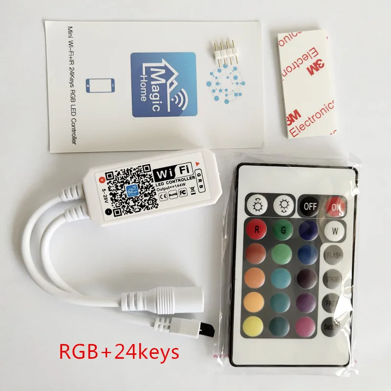 Мини контроллер RGB/RGBW с 24 клавишным дистанционным управлением Wi Fi IOS/Android