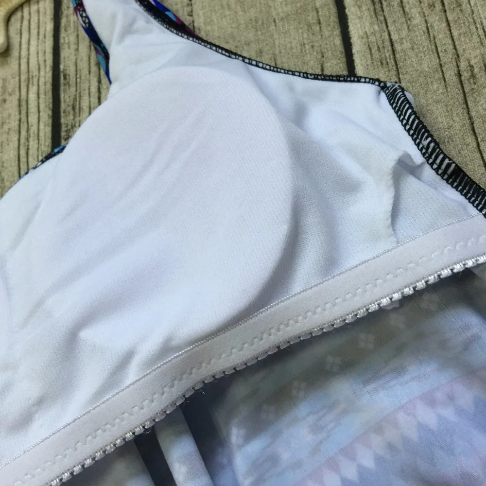 Женский купальник в стиле ретро 2 шт. с принтом галстуком краской лямкой на шее