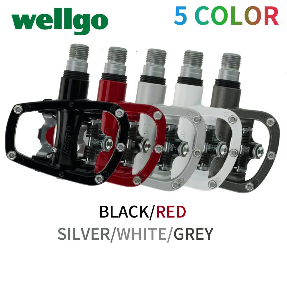 GREY Wellgo R120B MTB горный велосипед Бесклипсова педаль с бутсы СПД совместимый велосипед Алюминий сплав авто-замок самоблокирующимся педаль - Цвет: GREY