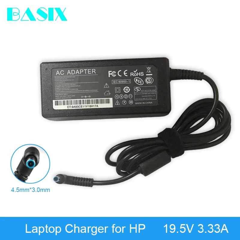 

Basix NEW Genuine19.5V 3.33A 65W AC Power Adapter Charger Power Supply for HP Laptop Adapter Pavilion 15 Envy 17 Charger
