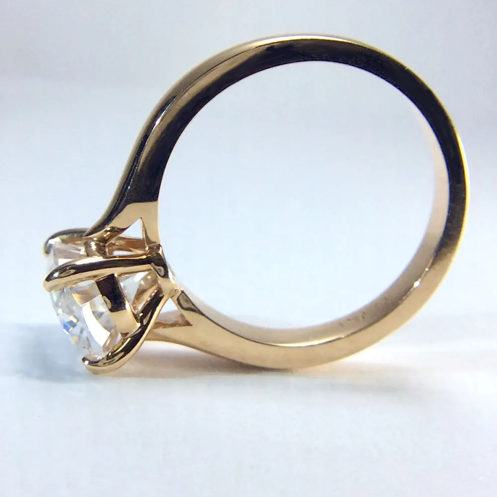 Великолепная 1 Carat ct DF Цвет выращенные лабораторно Овальный муассанит кольцо с бриллиантом Помолвочное с солитёром обручальное кольцо 14 к 585 Желтое золото