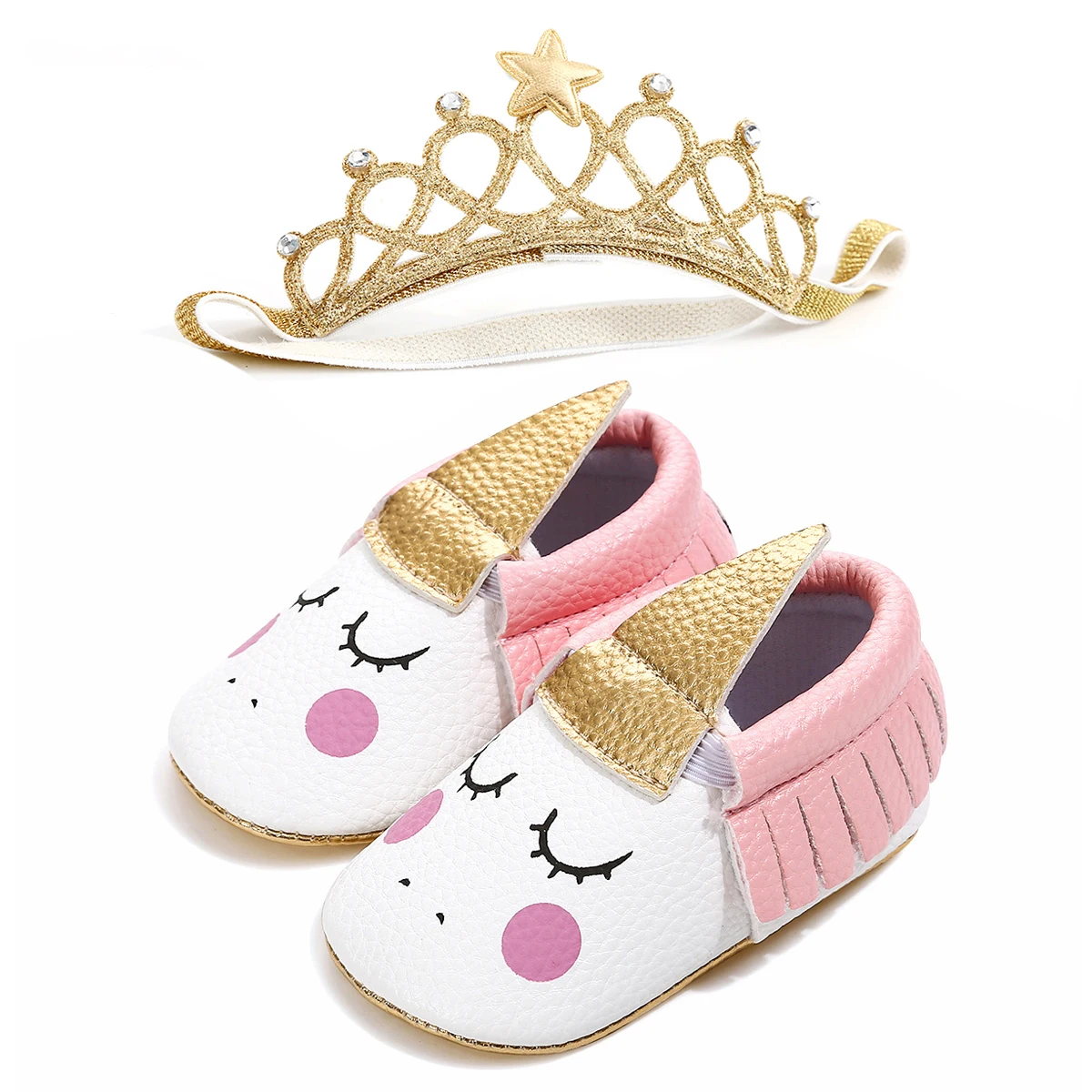 Pudcoco/; первая обувь для новорожденных девочек; мягкая нескользящая обувь принцессы с 3D единорогом+ Золотая корона для детей 0-18 месяцев