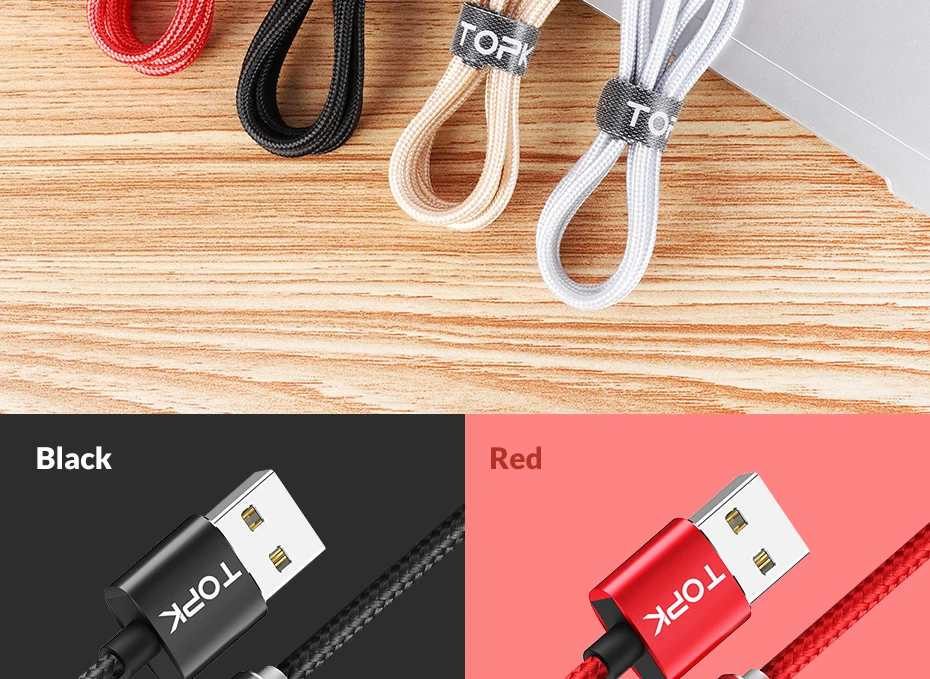 TOPK Micro USB кабель 90 градусов Магнитный кабель 2.4a Быстрая зарядка для samsung Micro USB кабель для Xiaomi note 4 huawei смартфон