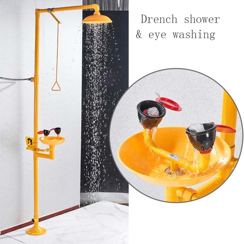 

Face Eye Wash Machine 304 Stainless Steel Shower Set Factory Emergency Spray Eyewash Vertical Wall Hanging Eyewash Laboratory