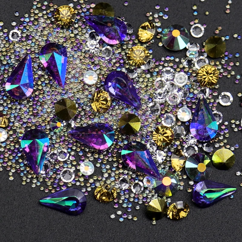 WAKEFULNESS AB цветные стеклянные стразы с кристаллами микс Нейл-арт Икра мини бусины острое дно драгоценные камни амулеты 3D украшения для ногтей