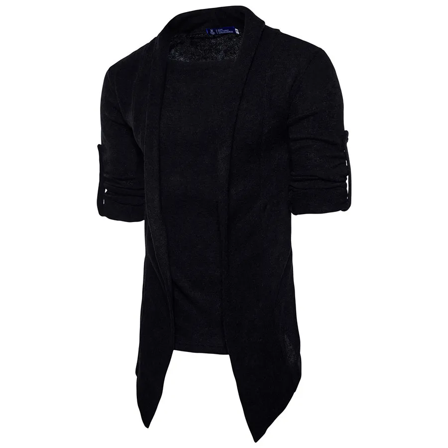 AOWOFS Для мужчин свитер с отложным воротником подол puulover faux-2pcs весна-осень зима тонкий мужской топ с длинными рукавами трикотажные