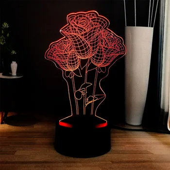 

Romantic Gift Rose3D Novelty Illusion Night Light 7 Color Flash Lightning LED Baby Night Light Bedside Lamp Girls Festival Gift