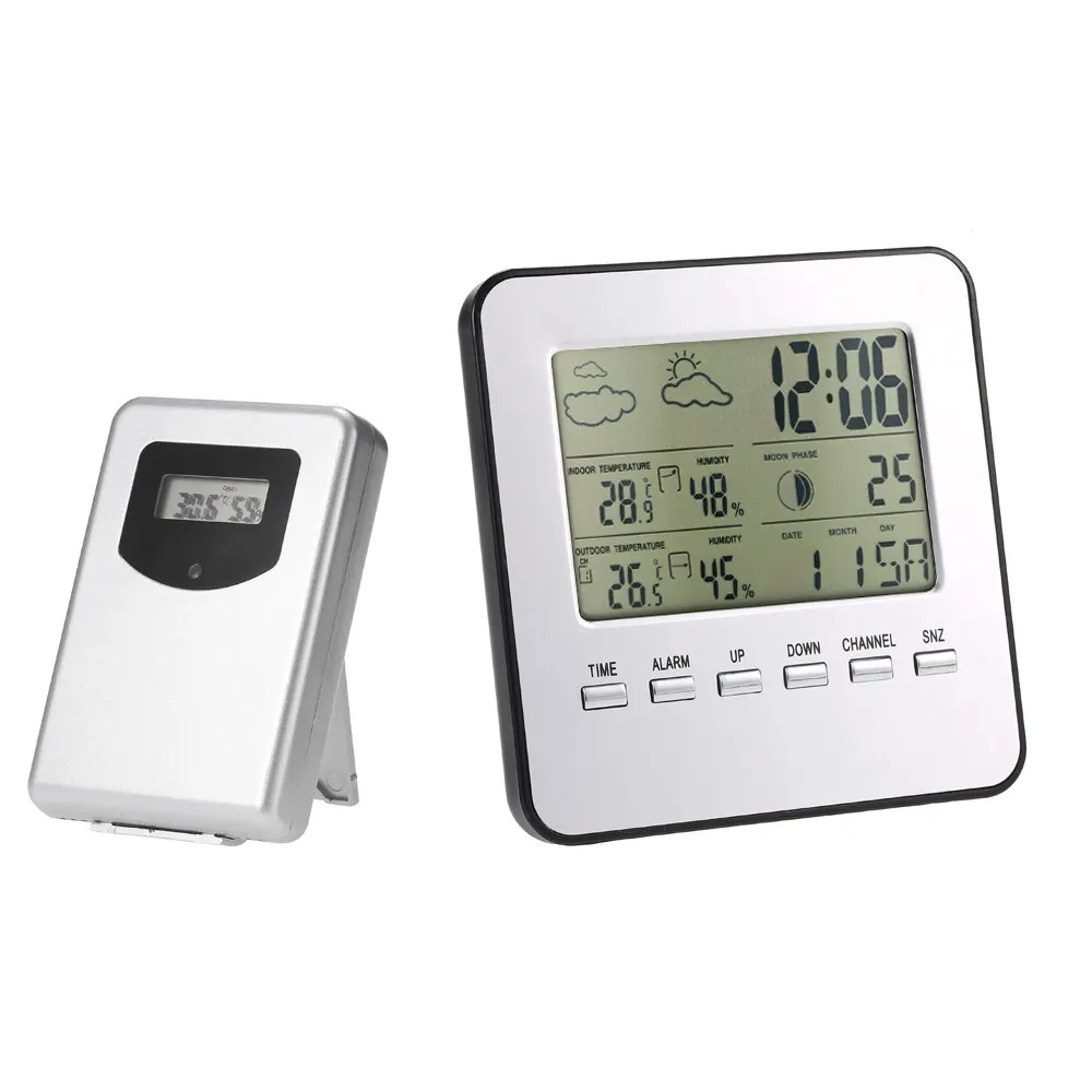 

Multi-purpose Digital Thermometer Hygrometer Wireless Weather Station Clock LCD Indoor Outdoor Calendar Alarm Moon Phase Display