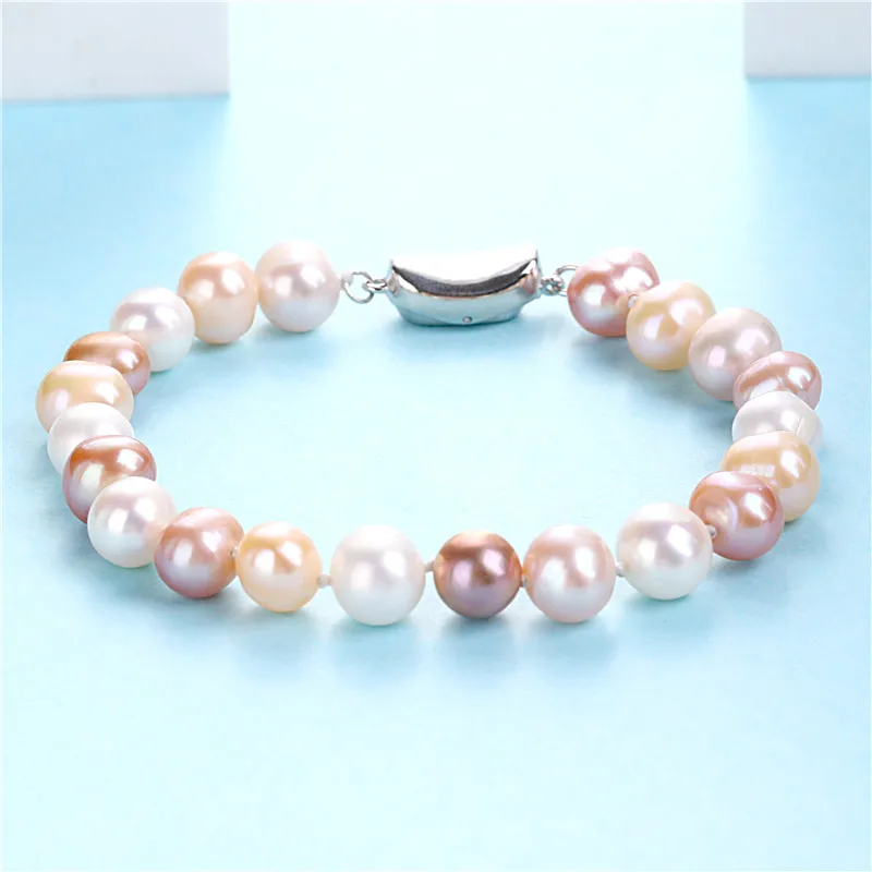 Natural Freshwater Pearl Charm Bracelets & Bangles for women 8-9mm jewelry gift Natural Freshwater Pearl Charm Bracelets & Bangles for women 8-9mm jewelry gift