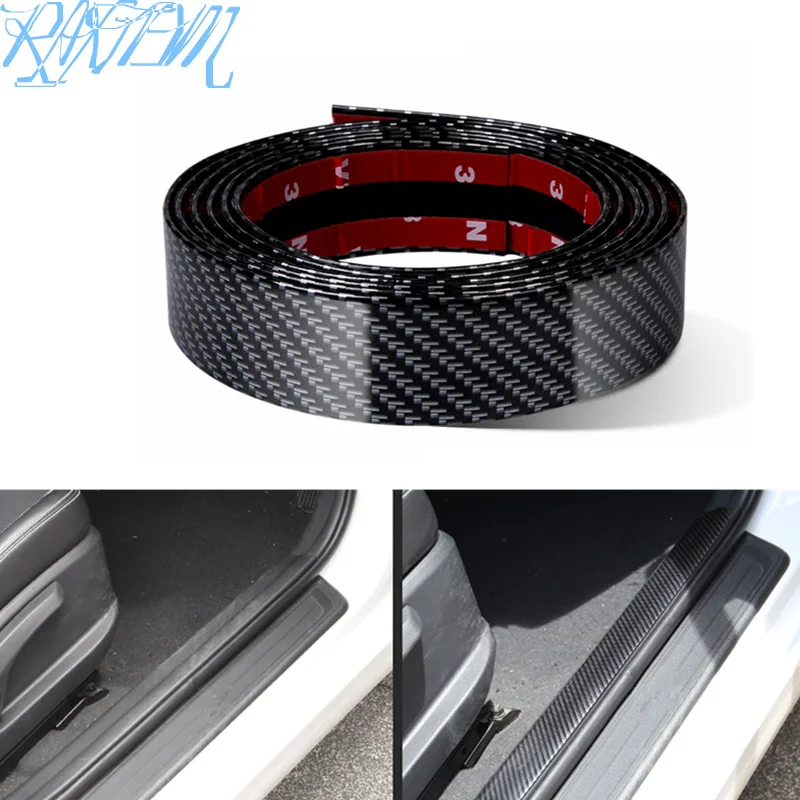 

Car Stickers Carbon Fiber Rubber Styling Door Sill Protector Goods For Toyota corolla CHR RAV4 avensis yaris auris