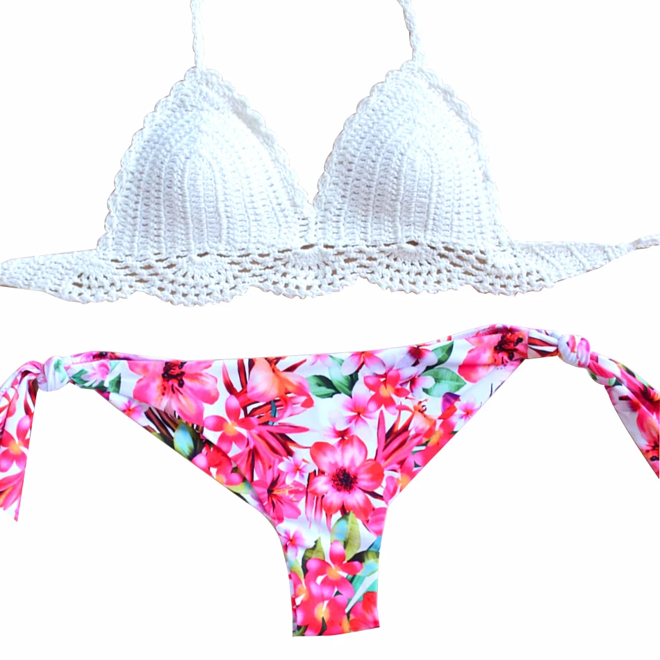 bikinis 2018 mujer Sexy crochet bikini Swimwear Women set Swimsuit Handmade Knitted bathing suit thong push up biquinis feminino