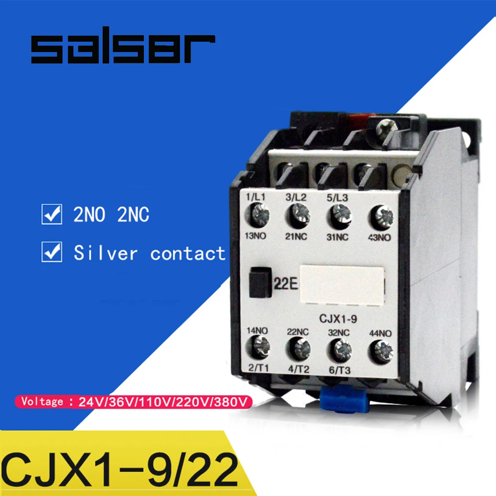 CJX1-9/22 3TB40 контактор переменного тока на din-рейке 2NO 2NC 24 V/36 V/48 V/110 V/127 V/220 V/380 V 9A 50 HZ/60 HZ