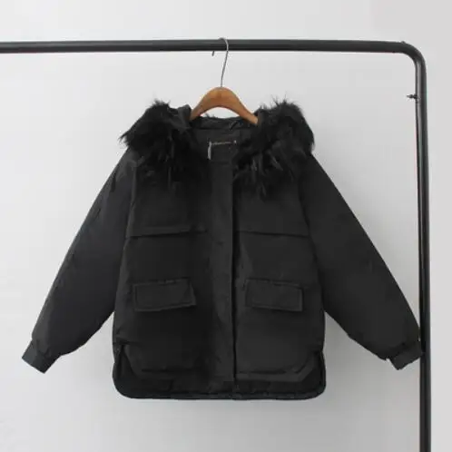 Fdfklak, корейское зимнее пальто, женская короткая куртка с капюшоном, женская верхняя одежда, пальто, толстая хлопковая куртка, парка для женщин, chaqueta mujer - Цвет: black