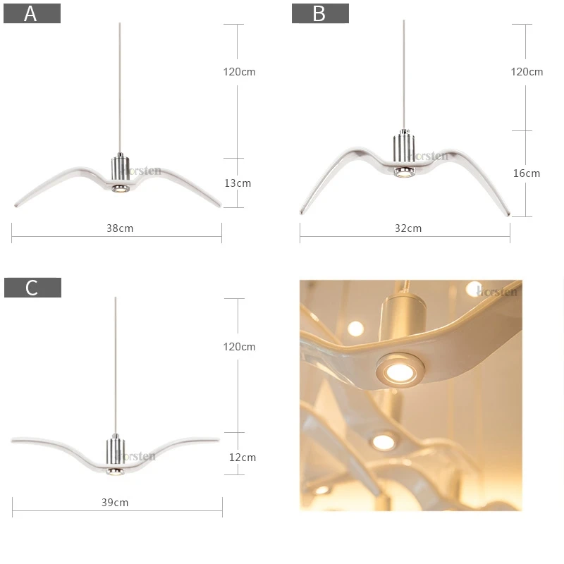 Horsten Nordic Modern Creative Sea Gull Pendant Lights Personality Seagull Pendant Lamp For Bedroom Dining Room Bar Restaurant (26)