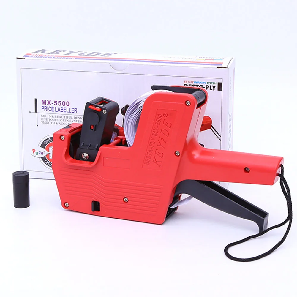 

8 Digits EOS Price Tag Gun+500 White with Red Lines Labels+1Ink Manual Pricing Machine Bidder Labeller Sticker Random