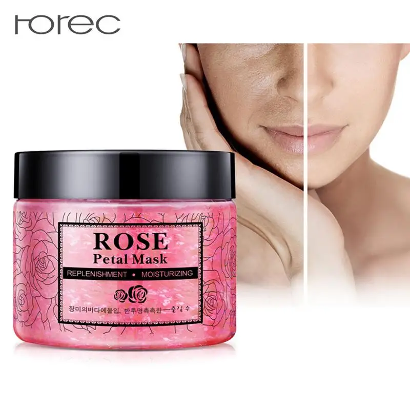 ROREC 140 г розовый лепесток маска для сна Осветляющий, увлажняющий глубокое питание и увлажнение лица Лечение лист маска гиалуроновая маска