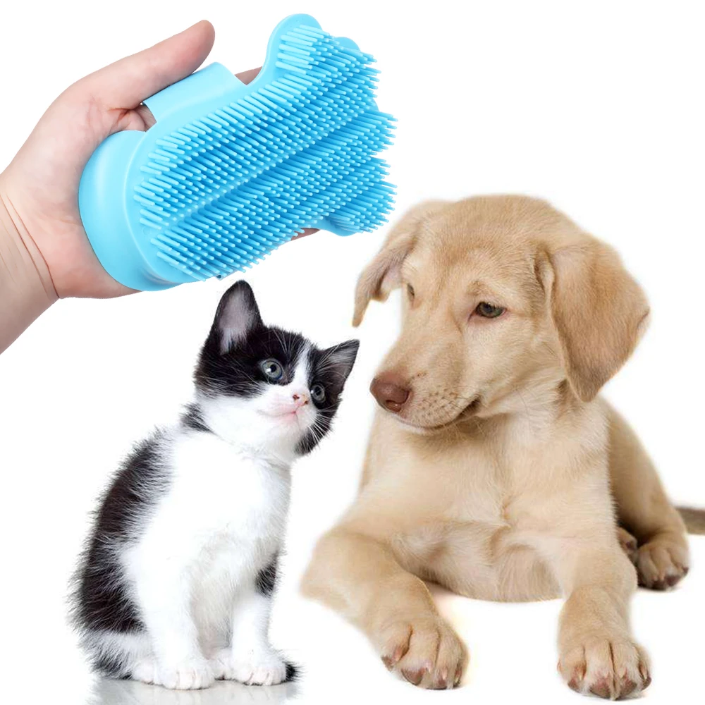

Durable Pet Dog Cat Bath Brush Comb Rubber Glove Fur Grooming Shedding Trimming Brush Cleaner Shedding Massage Tool
