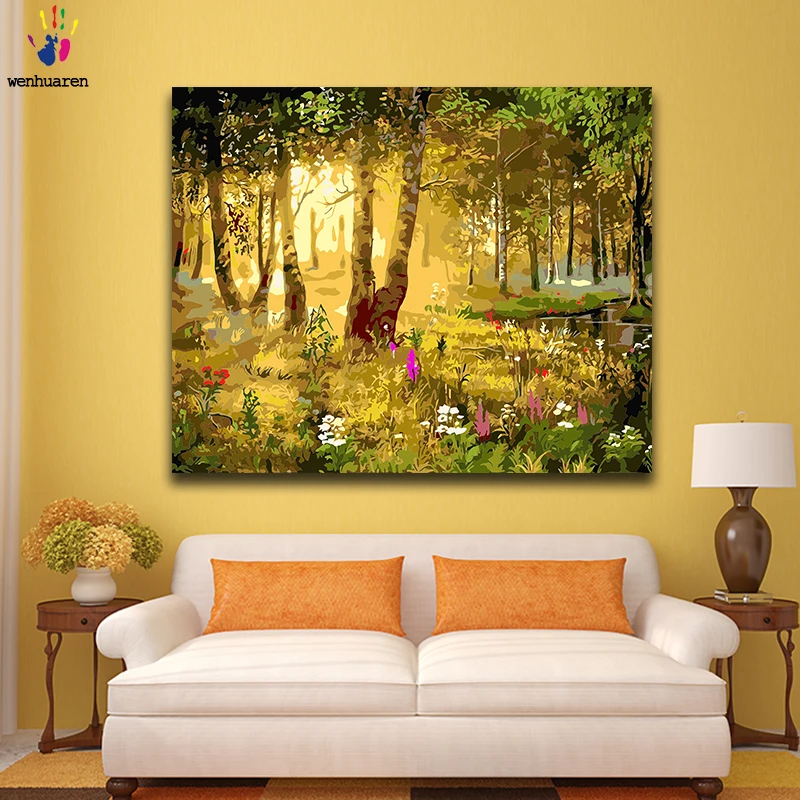 

paint by number art painting by numbers Landscape forest beautiful Living room bedroom decorative hanging pictures DIY Amusing