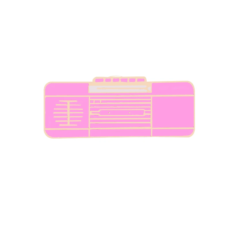 Винтажная брошь в виде радиофонографа, спички, сигарета, розовая эмалированная булавка, 1%, мощная брошь на палец, пиджак, лацкан, брошь, значок, Женские Ювелирные изделия - Окраска металла: Radio