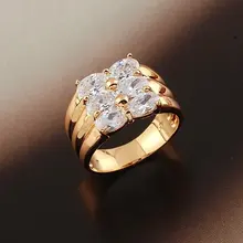 Качество желтого золота цвет 4,2 карат Принцесса CUT класс AAA CZ камни обручальное кольцо, поставляется с бесплатной коробкой!(01129-10