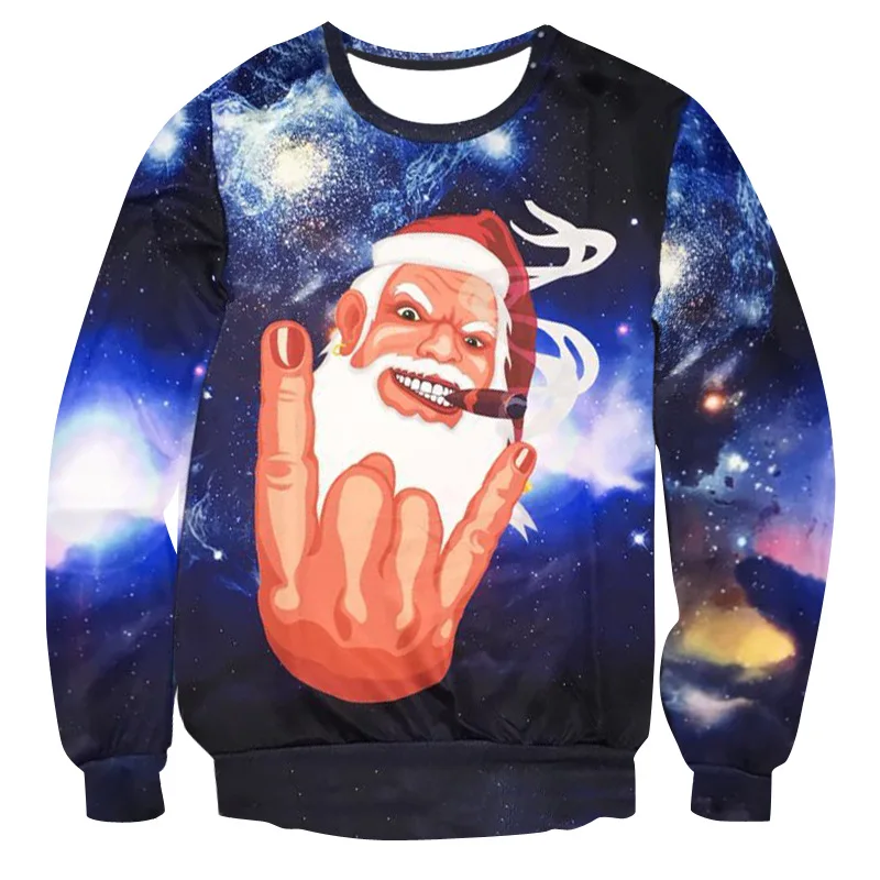 3D печати Для мужчин Для женщин Уродливый Рождественский свитер отпуск Санта эльф Забавный Для женщин s Для мужчин свитера Топы осень-зима Костюмы