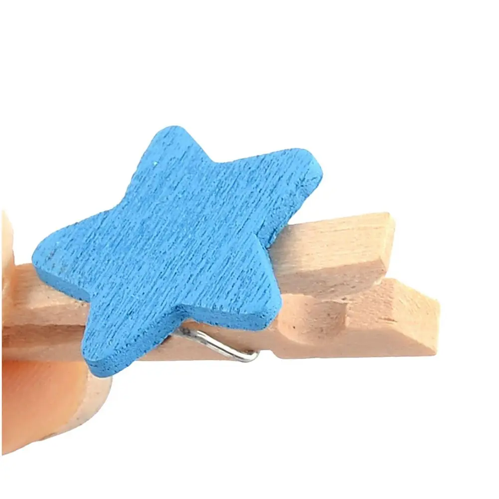 PPYY-карты фото прищепка колышки звезда ремесла мини деревянный зажим 50 шт. синий