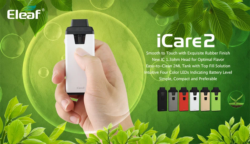 Стартовый набор Eleaf iCare 2 со встроенной батареей 650 мАч 2 мл атомайзер IC 1.3ohm головка спиральная электронная сигарета комплект для вейпа