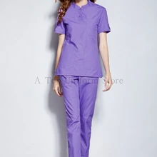 Медицинская одежда хлопок Хирургический Скраб Набор доктор медсестры униформа с длинным рукавом стоматологическая клиника pet doctor салон красоты комбинезоны