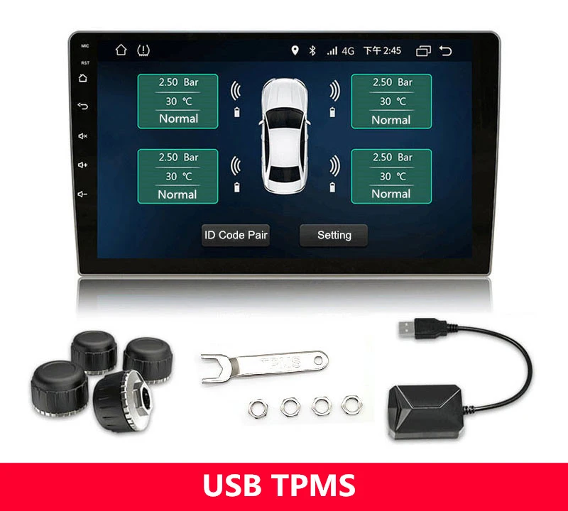USB автомобильная система давления в шинах TPMS автомобильный dvd-плеер android дисплей Температура и давление с высокой точностью